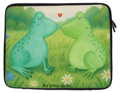 Produktbild von Mr. & Mrs. Panda Laptop Hülle Frosch Liebe Design 20 x 28 cm - Weiß - Geschenk, Frösche, Tasche, Laptoptasche, Laptophülle, Verheiratet, Freundin, Notebook, Sleeve