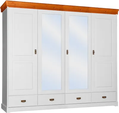 Produktbild von Kleiderschrank Landhaus Stil Schrank Kleider Schränke Holz Möbel Weiss Regal