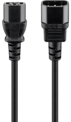 Zdjęcie produktu dla Goobay 50081 Przedłużacz IEC, 2 m, czarny, 2 m - wtyczka urządzenia C14 (złącze IEC) > gniazdo urządzenia C13 (złącze IEC)
