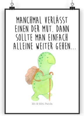 Produktbild von Mr. & Mrs. Panda Bild Schildkröte Wanderer DIN A5 - Weiß - Geschenk, drucke, Wanddekoration, Plakat, Schildkröten, Motivation, Rucksack, wanddeko, Kunstdruck
