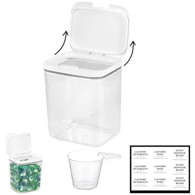 Aufbewahrungsbox für Waschmittel, luftdicht, 5,5 l, transparent/weiß