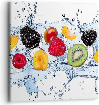 Produktbild von Bild auf Leinwand - Leinwandbild - Wasser Früchte frisch Essen - 40x40cm - Wand Bild - Wanddeko - Leinwanddruck - Bilder - Kunstdruck - Wanddekoration - Leinwand bilder - Wandkunst - AC40x40-2675
