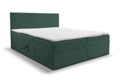 Produktbild von VENASI TILLY Boxspringbett 160x200 mit Bettkästen H2/H3 Matratze GRÜN CORD TILIA