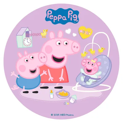 Zdjęcie produktu dla dekora – jadalna wafelka z Peppą Pig – dekoracja do tortów dla dzieci – okrągła, 20 cm, Obraz wygenerowany przez AI
