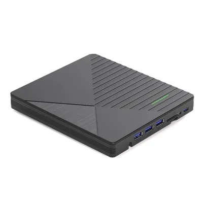 Imagen del producto de AIORBER, unidad óptica externa USB 3.0 de 7 en 1, grabadora de CD/DVD multiformato con lector de tarjetas SD/TF/Type-C y 3 puertos USB 3.0, compatible con portátiles y PC