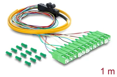Produktbild von DELOCK LWL Kabel 12x SC-APC Simpl St > 12x off. Kabelende 1m