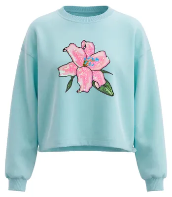 Produktbild von Blaue Damen Bluse L mit Rundhalsausschnitt und Strickstruktur