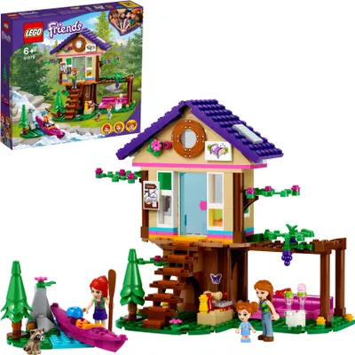 Produktbild von LEGO 41679 Friends Baumhaus im Wald, Haus mit Mini-Puppen, Boot und anderem Zubehör