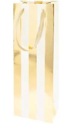 Produktbild von Flaschentüte Streifen, Creme/Gold,MIX