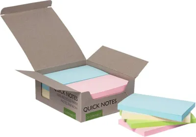 Zdjęcie produktu dla Q-CONNECT KF17325 Haftnotizblock Recycling - pastell, 76 x 127 mm, 12 Stück