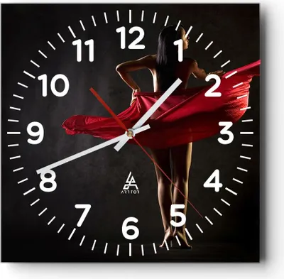 Produktbild von Wanduhr - Quadrat - Glasuhr - Schönheit Körper Tänzer Mädchen - 40x40cm - Schleichendes Uhrwerk - Lautlos - zum Aufhängen bereit - Dekoration Modern - Wanddekoration aus Glas - C4AC40x40-2160