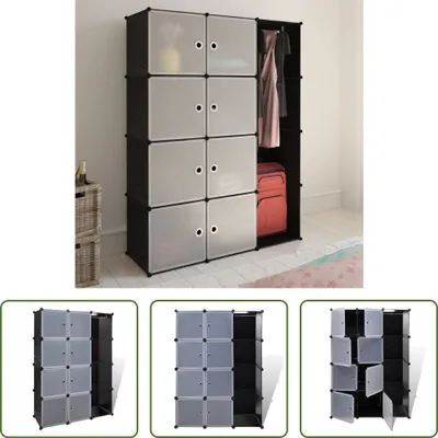 Produktbild von The Living Store Modularer Schrank mit 9 Fächern 37×115×150 cm Schwarz und Weiß