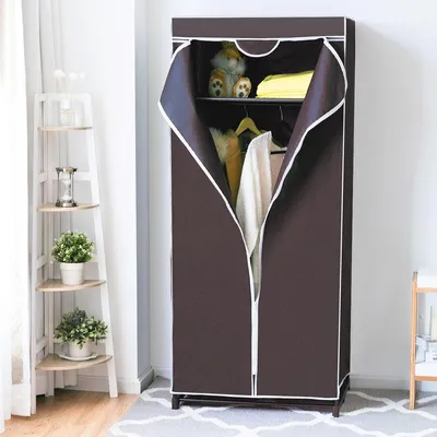 Produktbild von Kleiderschrank Textilschrank Garderobenschrank Stoffschrank mit Kleiderstange 75x50x170cm