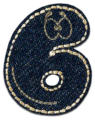 Produktbild von Zahl 6 - 2.4 x 3 cm: Zahl/Ziffer Blau - Aufnäher, Bügelbild, Aufbügler, Applikationen, Patches, Flicken, Zum Aufbügeln