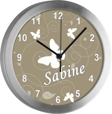 Produktbild von Kinderzimmer Funkwanduhr, Funkuhr Wanduhr Kinder, Schmetterling grau 25 cm