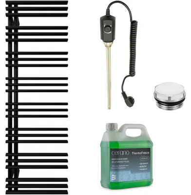 Immagine prodotto di CERANO - Set di radiatori elettrici da bagno Burke - L/P - 600 W - nero opaco - 1600 x 500 mm