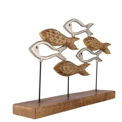Produktbild von Dekoaufsteller Balik Fisch - Handgefertigte Skulptur aus Holz und Metall Maritime
