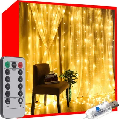 Zdjęcie produktu dla Kurtyna świetlna 300 LED USB - biała ciepła KŚ19768