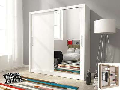 Immagine prodotto di Armadio ad ante scorrevoli Camera da letto specchio bianco 180 cm