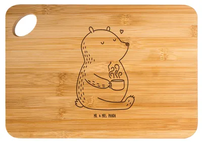 Produktbild von Mr. & Mrs. Panda Holzbrett Bär Morgenkaffee - Transparent - Geschenk, Mitbringsel, Valentinstag, für Frauen, küchenbrettchen, Freund, Hochzeitstag, Freundin, Jahrestag
