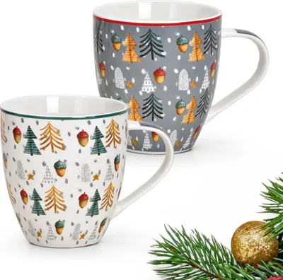 Produktbild von Grosse Weihnachtstassen 2er Set Bäume Kaffeetassen
