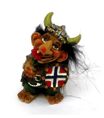 Produktbild von Wikinger Troll mit roter Blume, 10 cm für den Innenbereich