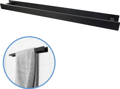 Produktbild von Sanics Handtuchhalter Ohne Bohren Schwarz 60 CM - Handtuchhalter - Handtuchstange für Badezimmer oder Küche - Selbstklebender Handtuchhalter