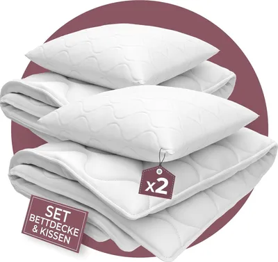 Produktbild von EVAN BROWNS® Set Bettdecke mit Kissen - atmungsaktiv und pflegeleicht - Bettdecke 135x200 und Kissen 80x80 - 4 TEILIG (2 Sets)