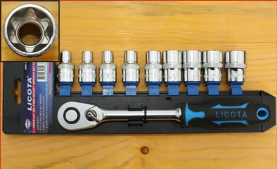 Obrázek produktu pro Torx sada ořechů 1/2", E-profil, ráčna