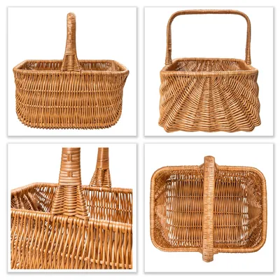 Produktbild von Creative Home Holländischer Picknick-Weidenkorb mit Griff | 42 x 32 x 40 cm (+/- 1 cm) | Naturbraun