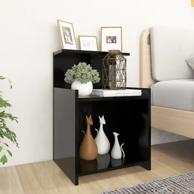 Produktbild von vidaXL Nachttische 2 Stk. Schwarz 40x35x60 cm Holzwerkstoff