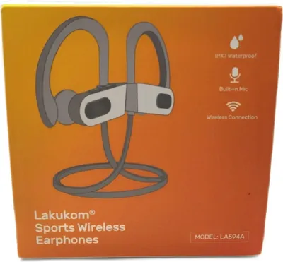 Zdjęcie produktu dla Słuchawki sportowe Lakukom Bluetooth – bezprzewodowe, Bluetooth 5.0, wodoodporne (IPX7), douszne, 16 godzin odtwarzania, mikrofon, do biegania i joggingu