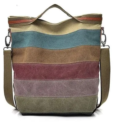 Zdjęcie produktu dla Omgoods - Wielokolorowa torba na ramię z płótna dla kobiet, casualowa torebka typu hobo