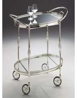 Produktbild von Casa Padrino Luxus Servierwagen mit abnehmbarem Tablett Silber - Italy