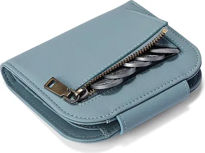 Image de Porte-monnaie compact en cuir pour femme,mini porte-monnaie avec protection RFID,petit porte-monnaie pour femme avec fermeture éclair,grand compartiment pour la monnaie,plusieurs compartiments pour les cartes