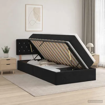 Immagine prodotto di Maison Exclusive - Letto a castello con illuminazione a LED e materasso nero 100 x 200 cm in velluto