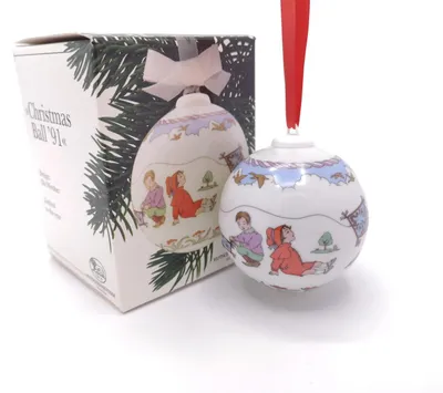 Produktbild von Hutschenreuther Porzellan Weihnachtskugel Kugel 1991 mit Originalverpackung