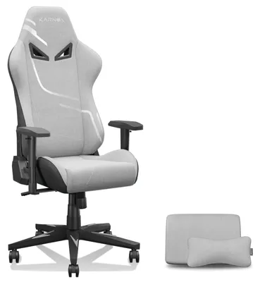 Produktbild von KORNOX Gaming-Stuhl Stoff, hohe Rückenlehne, höhenverstellbar, Kopf- & Lendenstütze-Light Gray