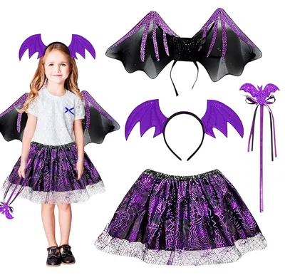 Image de Costume de chauve-souris pour filles, idéal pour Halloween et les fêtes