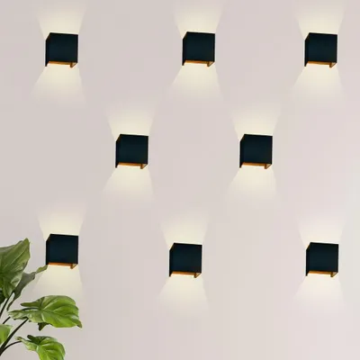 LED-Wandlamp 6W 3000K IP65 verstellbar 8er-Pack Schwarz