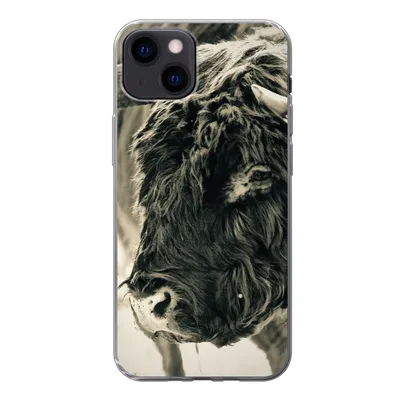 Produktbild von MuchoWow® Handyhülle Schutzhülle Hülle für iPhone 13 Schottischer Highlander - Schnee - Hörner Silikon Softcase Handy Hülle - Karteninhaber