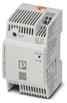 Zdjęcie produktu dla Phoenix Contact STEP3-PS/1AC/24DC/2.5/PT, 60 W, 100 - 250 V, 50 - 60 Hz, 16 A, 90%, Ochrona przez zbyt wysokim napięciem, Krótkie spięcie