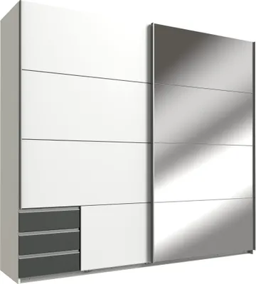 Produktbild von Schwebetürenschrank >Seattle< in WEISS + GRAPHIT - 225x208x65cm (BxHxT)