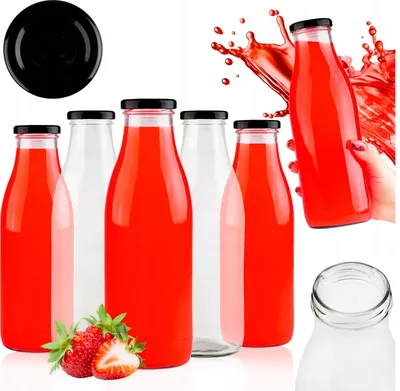 Zdjęcie produktu dla SuperButelki - Zestaw 10x Butelka szklana SOK 750 ml z zakrętką, soki wino napoje kompot butelki na soki 0,75l komplet butelek + E-BOOK z przepisami