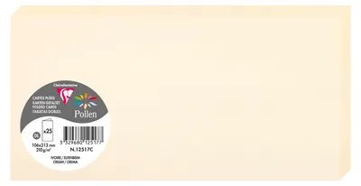 Image de Pack 25 Cartes doubles Pollen, DL 106x213mm, 210g - Ivoire