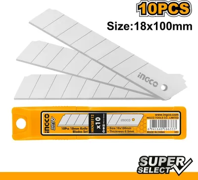 Obrázok produktu pre Čepele do orezávača - odlamovacieho noža, 18 x 100mm, sada 10ks, Ingco
