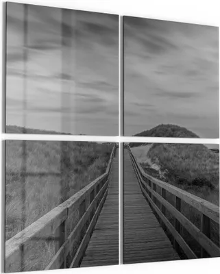 Produktbild von DEQORI Glasbild Echtglas 4x50x50 cm 'Dünenweg der Stille' Wandbilder XXL groß