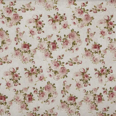 Canvasstoff mit Blumenmuster, 100x280 cm, Rosa/Beige, 1 Meter