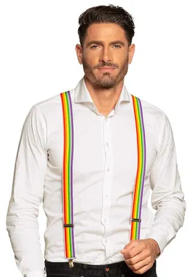 Image de Bretelles hommes - Arc-en-ciel - Réglables avec pinces argentées - Tenue années 20