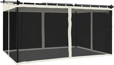 Obrázok produktu pre vidaXL Pavilón so sieťovými stenami krémový 4x3 m oceľový